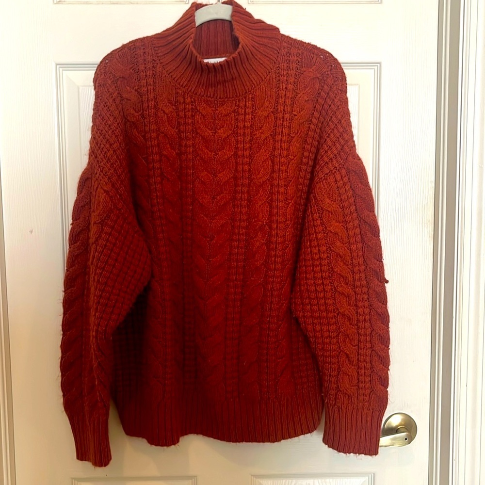 # Ava & viv 2x rust color cable knit mock neck sweater